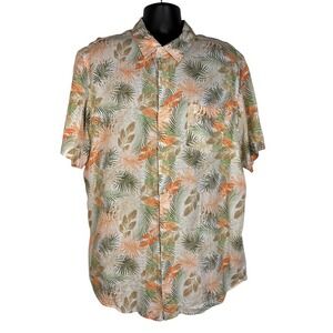 Chaps Seacoast Wash‎ Short Sleeve Floral Print Multi Shirt Linen Blend Men's XXL